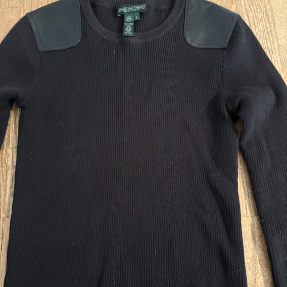 Ralph Lauren Jeans Company Women Black Sweater w leather accents S - Picture 3 of 7